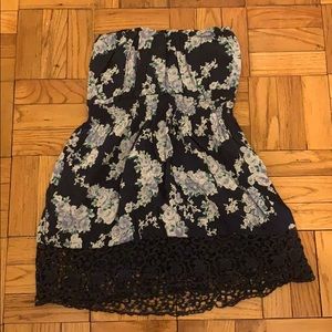 Strapless flower pattern dress- barely worn